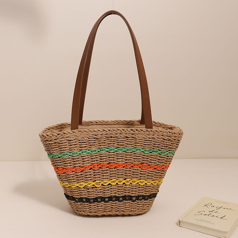 Wholesale Colorful Striped Straw Bag Beach Bag